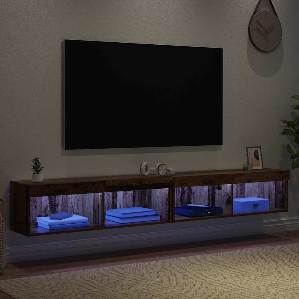 vidaXL Zestaw szafek RTV z LED 2 pcs Stare drewno 100 x 30 x 30 cm
