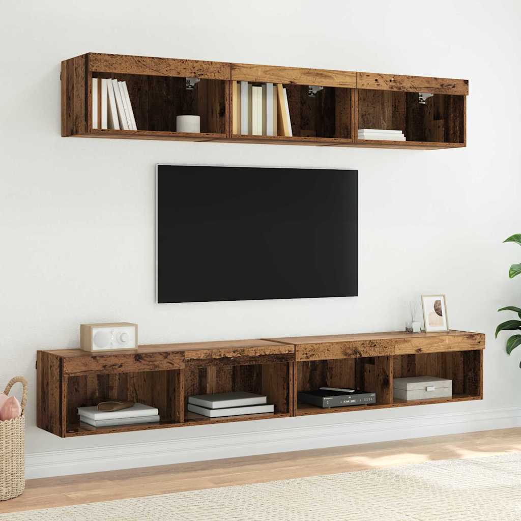 vidaXL Zestaw szafek RTV z LED 2 pcs Stare drewno 100 x 30 x 30 cm