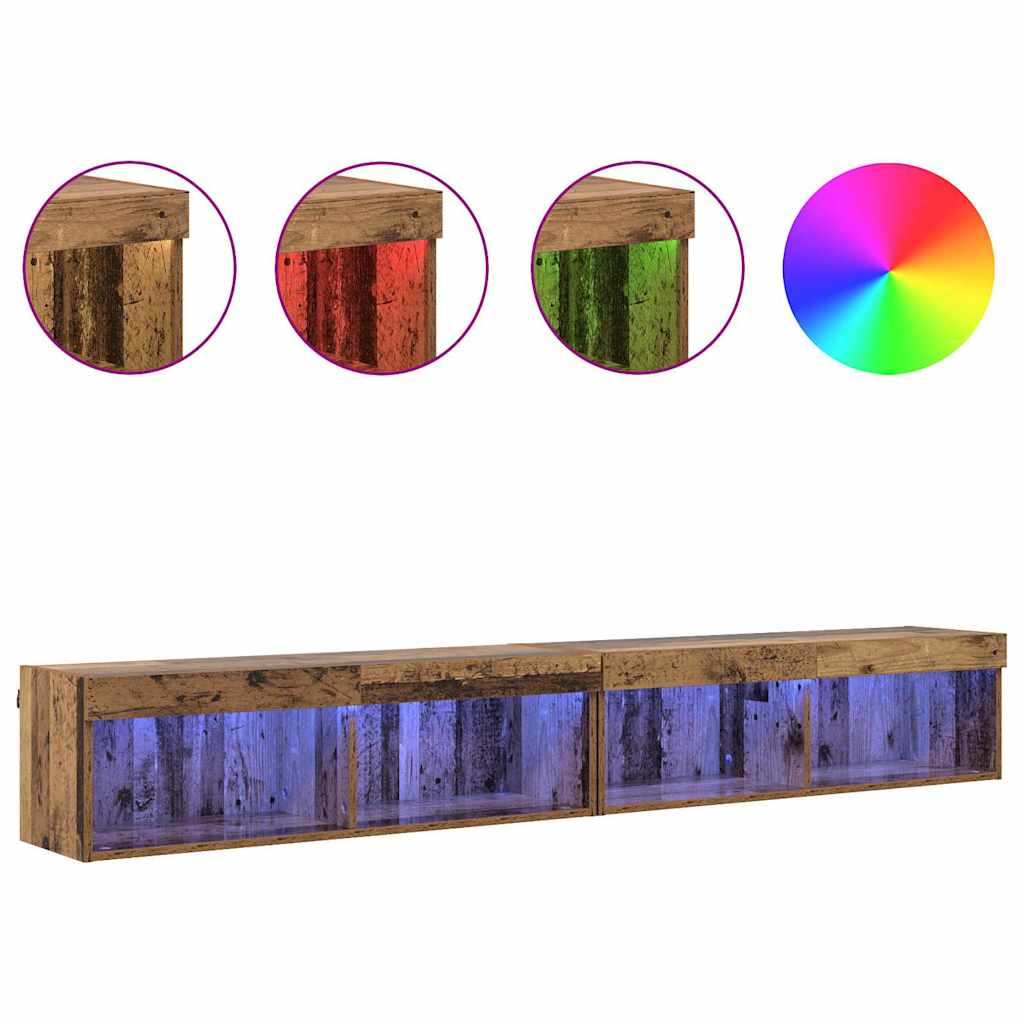 vidaXL Zestaw szafek RTV z LED 2 pcs Stare drewno 100 x 30 x 30 cm