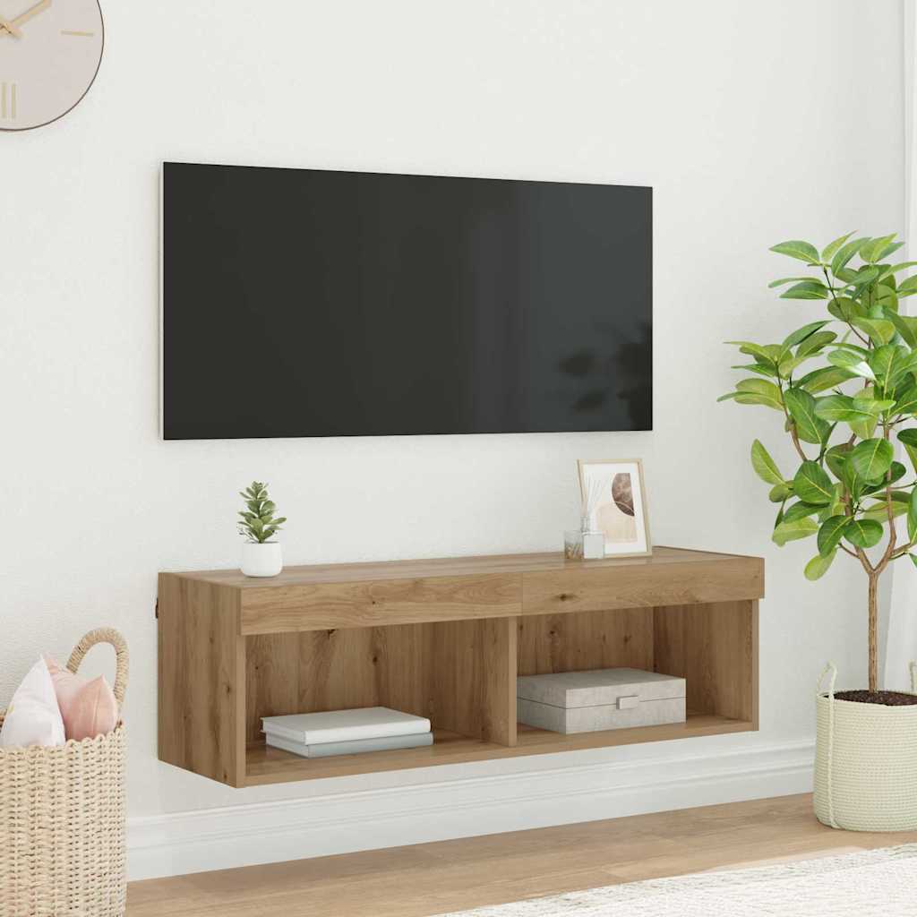 vidaXL Szafka pod telewizor z LED Dąb rzemieślniczy 100 x 30 x 30 cm