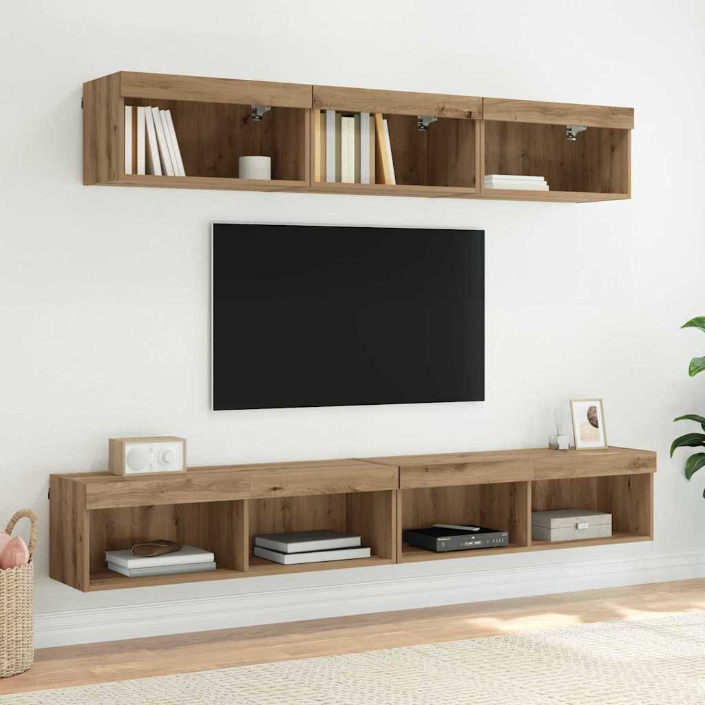 vidaXL Szafka pod telewizor z LED Dąb rzemieślniczy 100 x 30 x 30 cm
