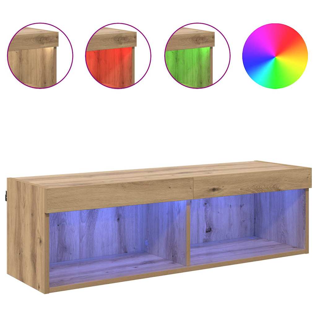 vidaXL Szafka pod telewizor z LED Dąb rzemieślniczy 100 x 30 x 30 cm