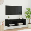 vidaXL Szafka pod telewizor z LED Czarny Dąb 100 x 30 x 30 cm