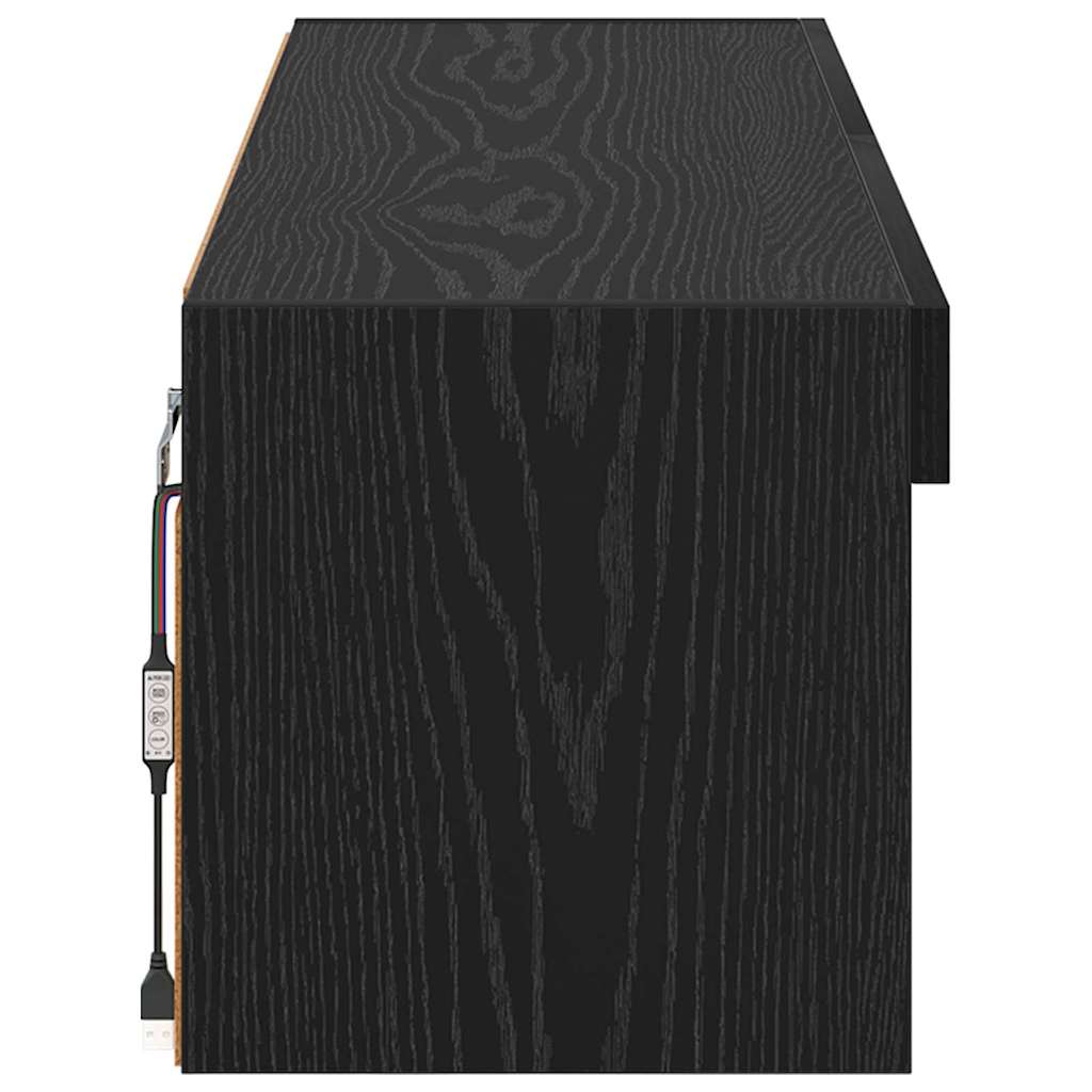 vidaXL Szafka pod telewizor z LED Czarny Dąb 100 x 30 x 30 cm