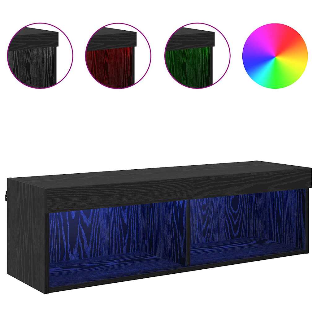 vidaXL Szafka pod telewizor z LED Czarny Dąb 100 x 30 x 30 cm
