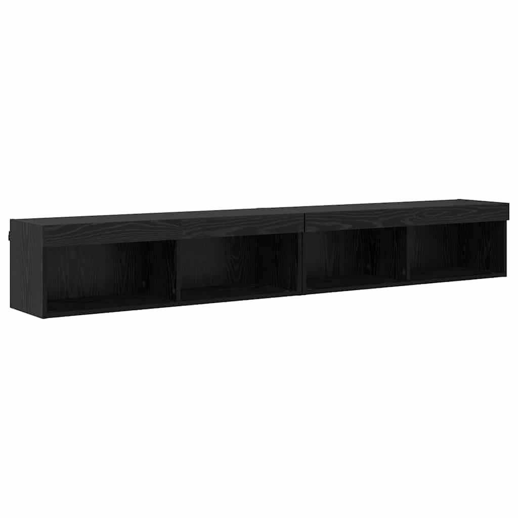 vidaXL Zestaw szafek RTV z LED 2 pcs Czarny Dąb 100 x 30 x 30 cm