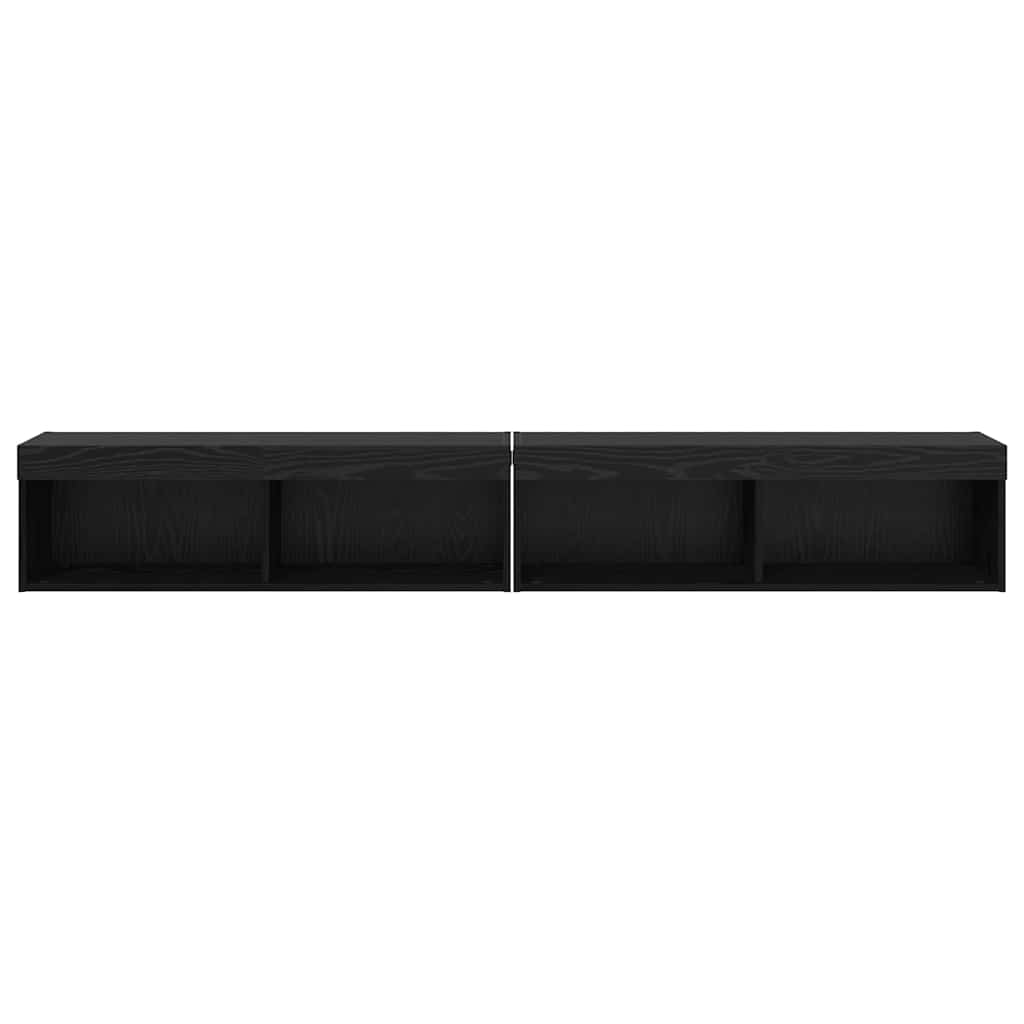 vidaXL Zestaw szafek RTV z LED 2 pcs Czarny Dąb 100 x 30 x 30 cm