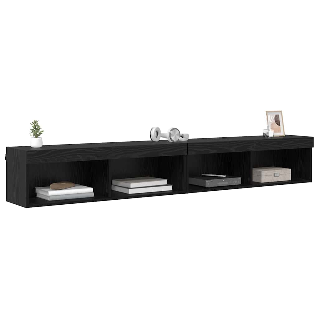 vidaXL Zestaw szafek RTV z LED 2 pcs Czarny Dąb 100 x 30 x 30 cm