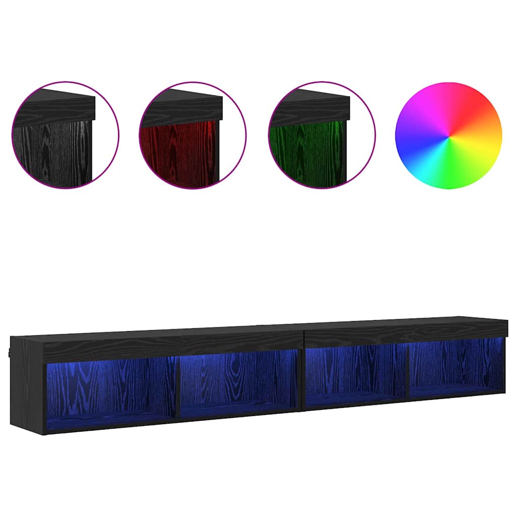 vidaXL Zestaw szafek RTV z LED 2 pcs Czarny Dąb 100 x 30 x 30 cm