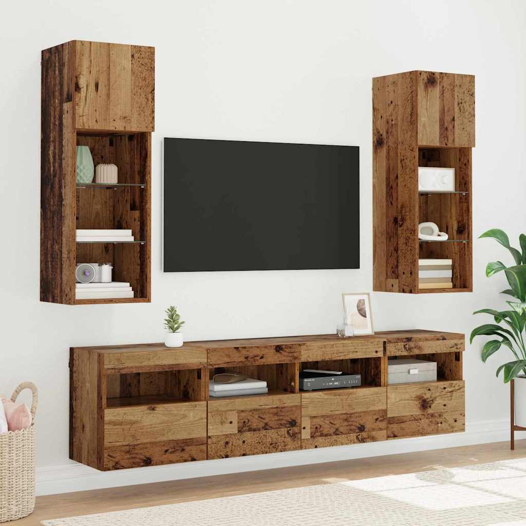 vidaXL Szafki RTV z LED 2 pcs Stare drewno 40 x 30 x 40 cm