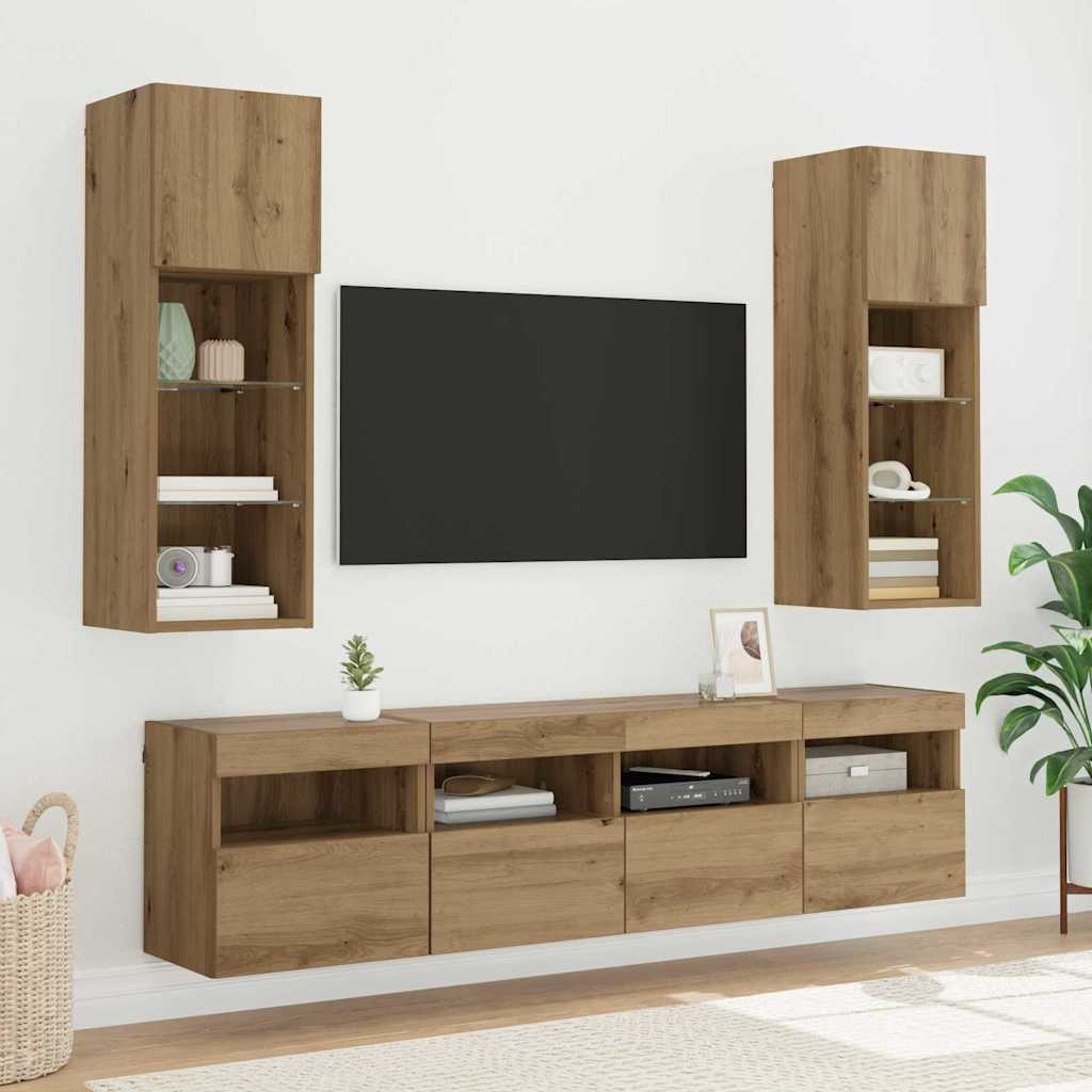 vidaXL Szafka pod telewizor z LED Dąb rzemieślniczy 40 x 30 x 40 cm