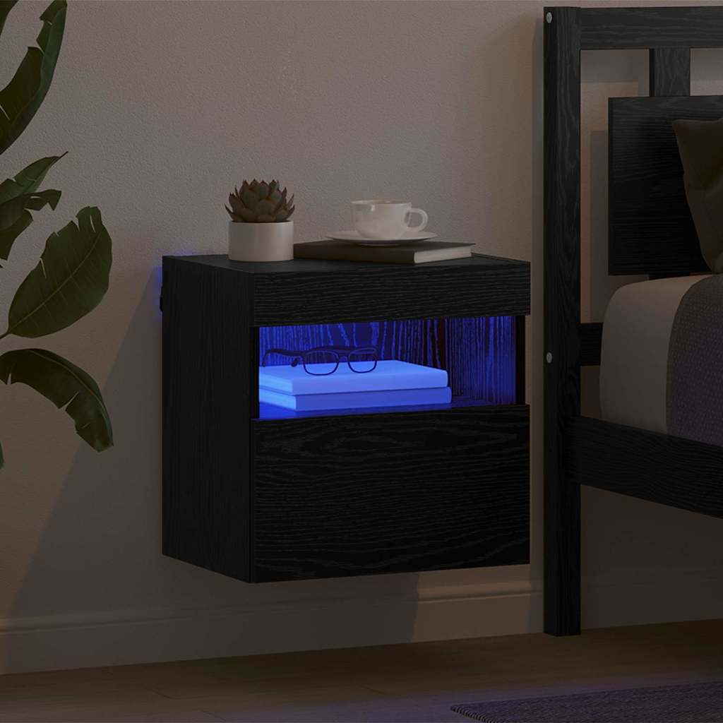 vidaXL Szafka pod telewizor z LED Czarny Dąb 40 x 30 x 40 cm