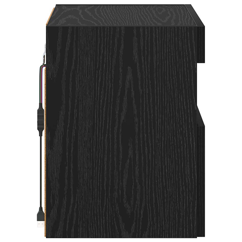 vidaXL Szafka pod telewizor z LED Czarny Dąb 40 x 30 x 40 cm
