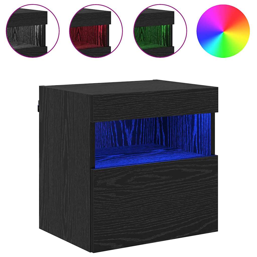 vidaXL Szafka pod telewizor z LED Czarny Dąb 40 x 30 x 40 cm