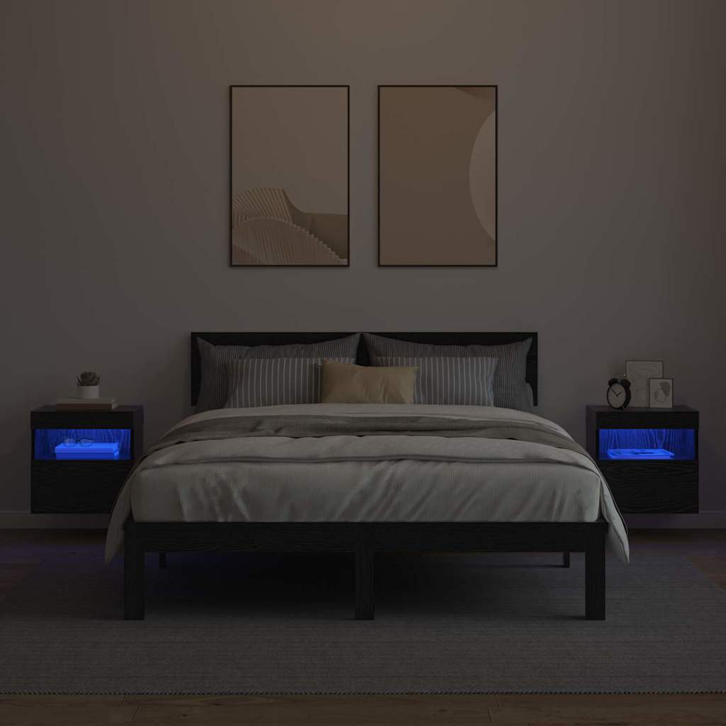 vidaXL Szafki RTV z LED 2 pcs Czarny Dąb 40 x 30 x 40 cm