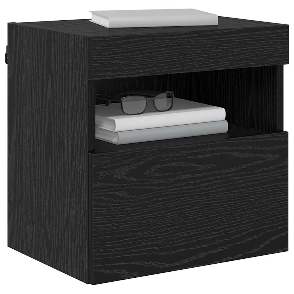 vidaXL Szafki RTV z LED 2 pcs Czarny Dąb 40 x 30 x 40 cm