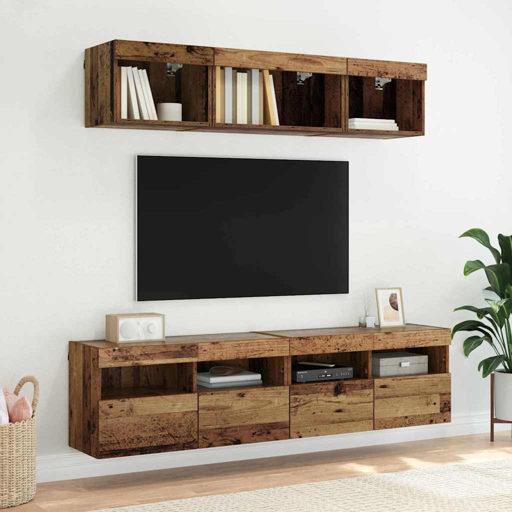 vidaXL Szafka pod telewizor z LED Stare drewno 80 x 30 x 40 cm