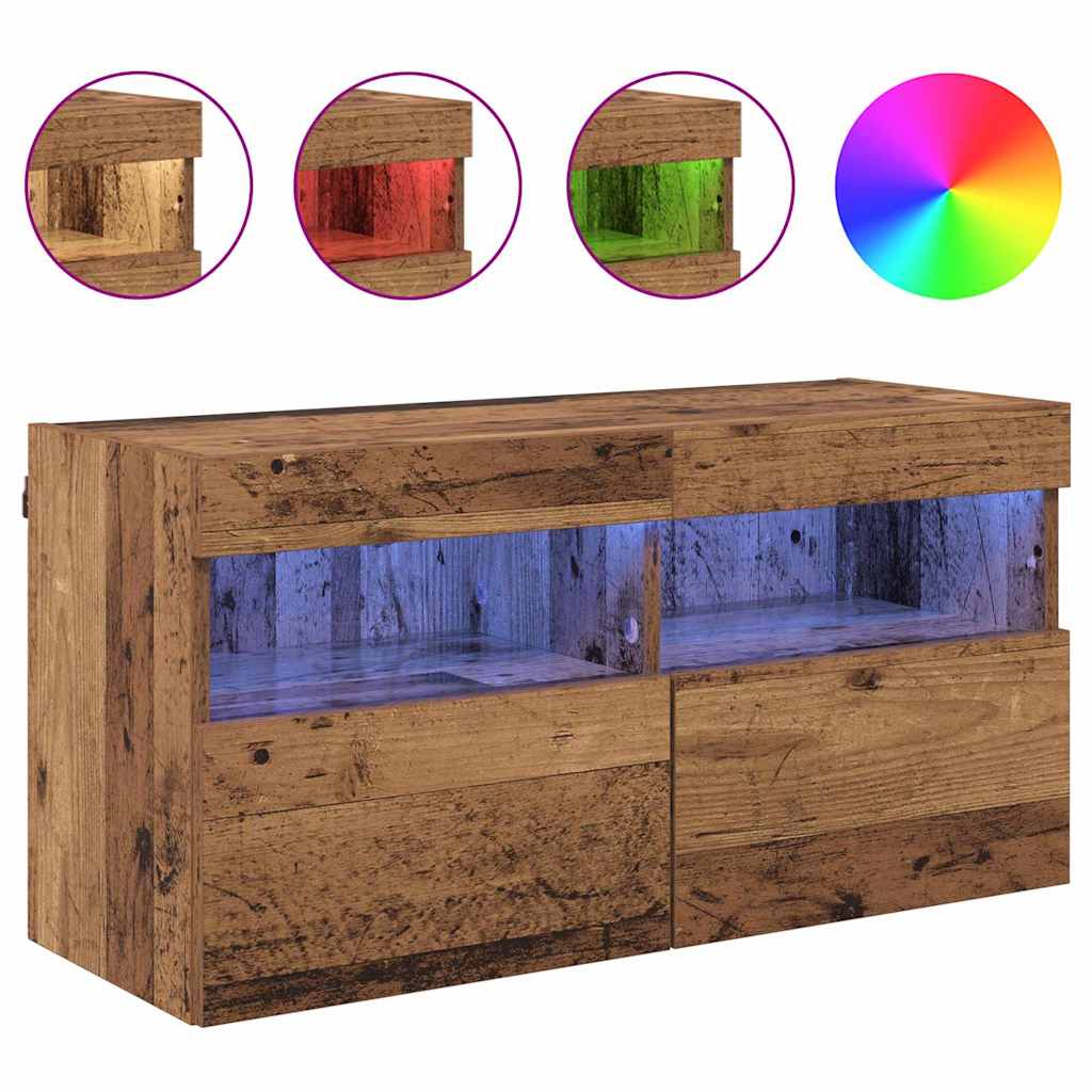vidaXL Szafka pod telewizor z LED Stare drewno 80 x 30 x 40 cm