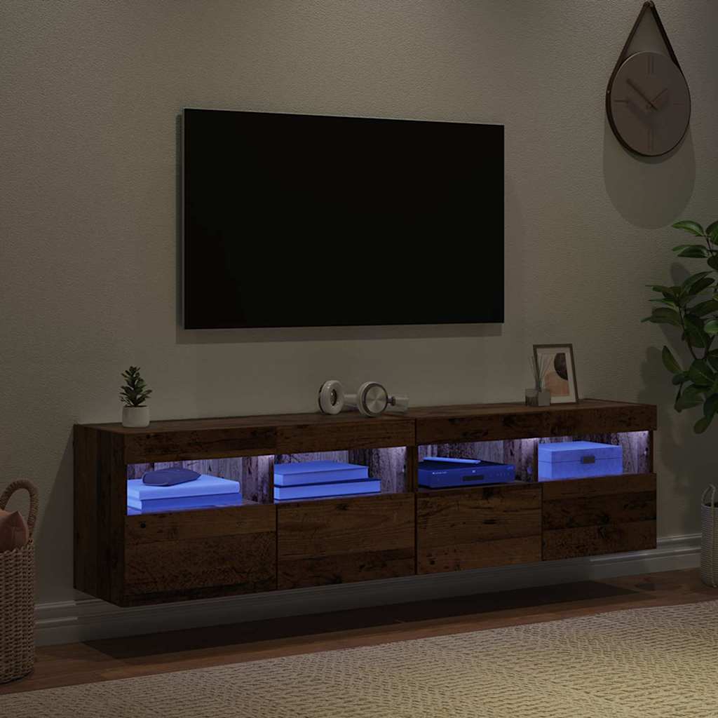 vidaXL Szafki RTV z LED 2 pcs Stare drewno 80 x 30 x 40 cm