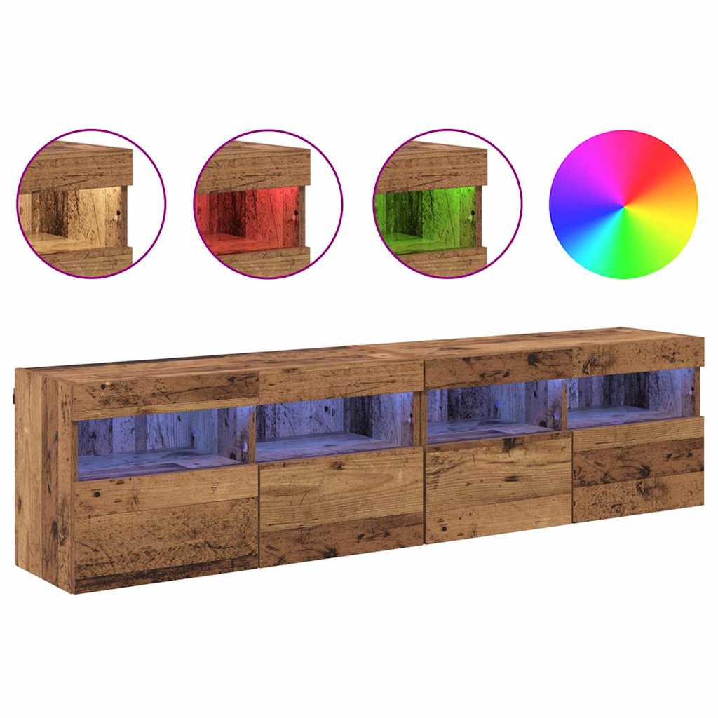 vidaXL Szafki RTV z LED 2 pcs Stare drewno 80 x 30 x 40 cm