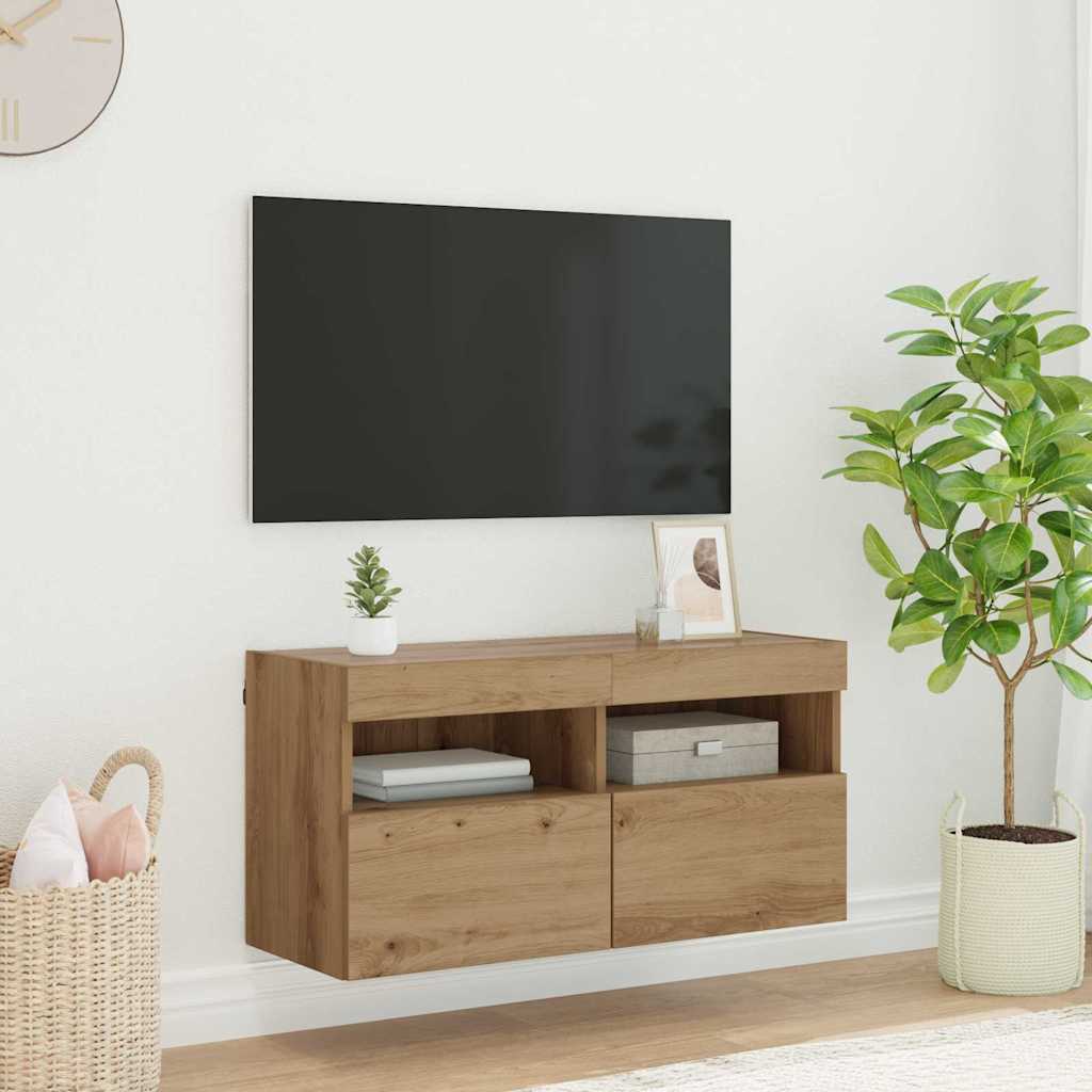 vidaXL Szafka pod telewizor z LED Dąb rzemieślniczy 80 x 30 x 40 cm