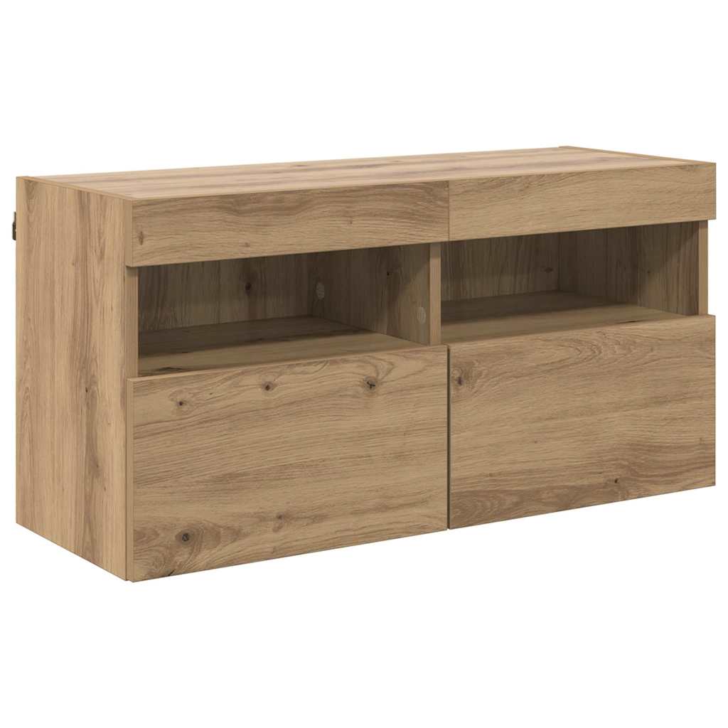vidaXL Szafka pod telewizor z LED Dąb rzemieślniczy 80 x 30 x 40 cm