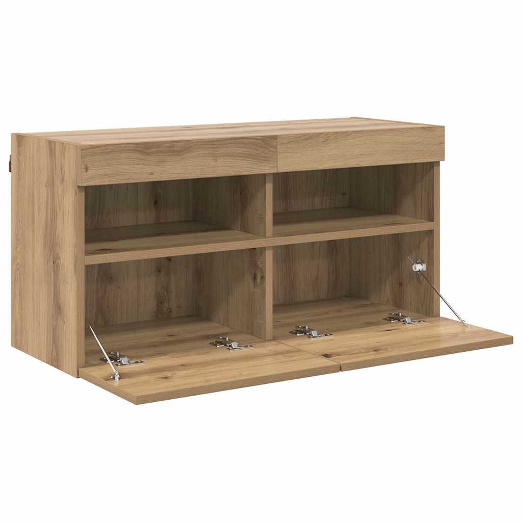 vidaXL Szafka pod telewizor z LED Dąb rzemieślniczy 80 x 30 x 40 cm