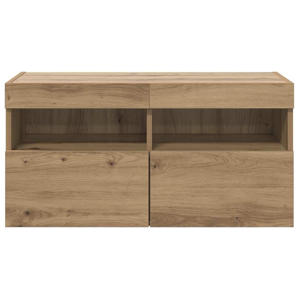 vidaXL Szafka pod telewizor z LED Dąb rzemieślniczy 80 x 30 x 40 cm
