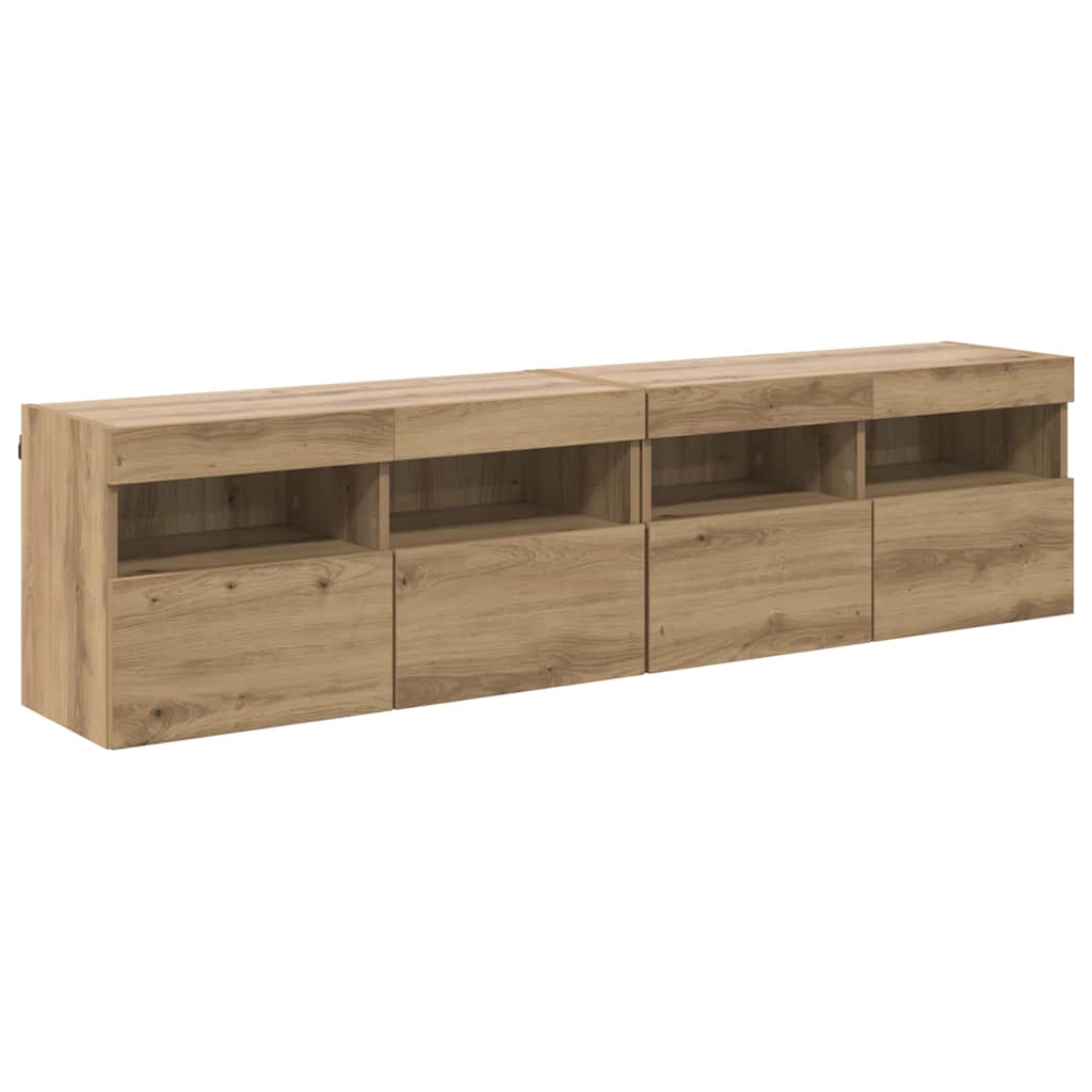vidaXL Szafki RTV z LED 2 pcs Dąb rzemieślniczy 80 x 30 x 40 cm