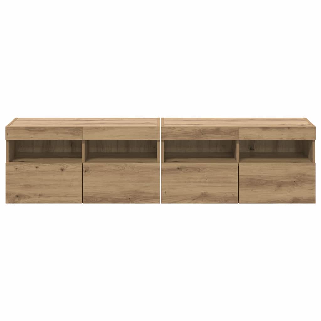 vidaXL Szafki RTV z LED 2 pcs Dąb rzemieślniczy 80 x 30 x 40 cm