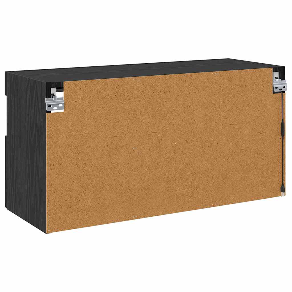 vidaXL Szafka pod telewizor z LED Czarny Dąb 80 x 30 x 40 cm