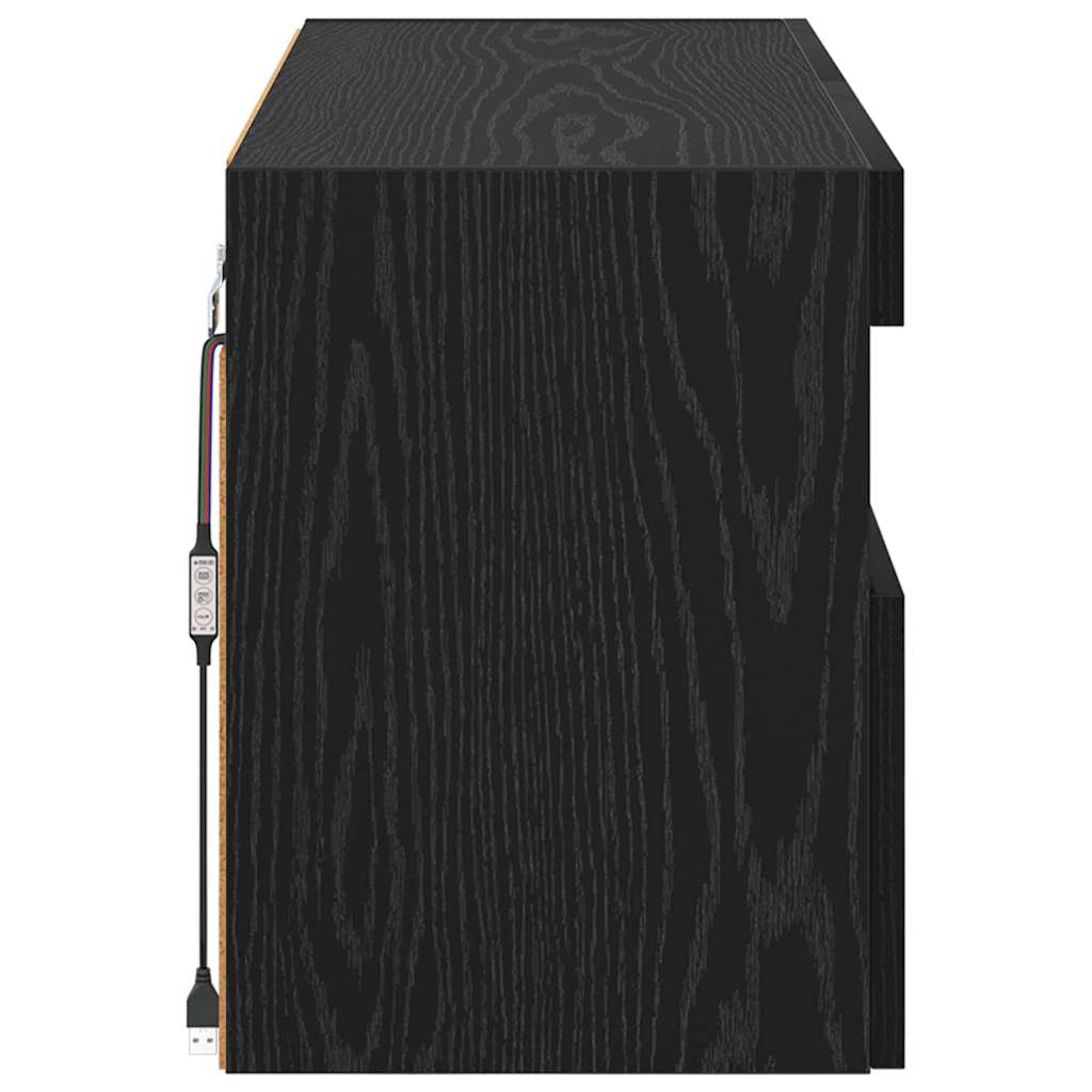 vidaXL Szafka pod telewizor z LED Czarny Dąb 80 x 30 x 40 cm
