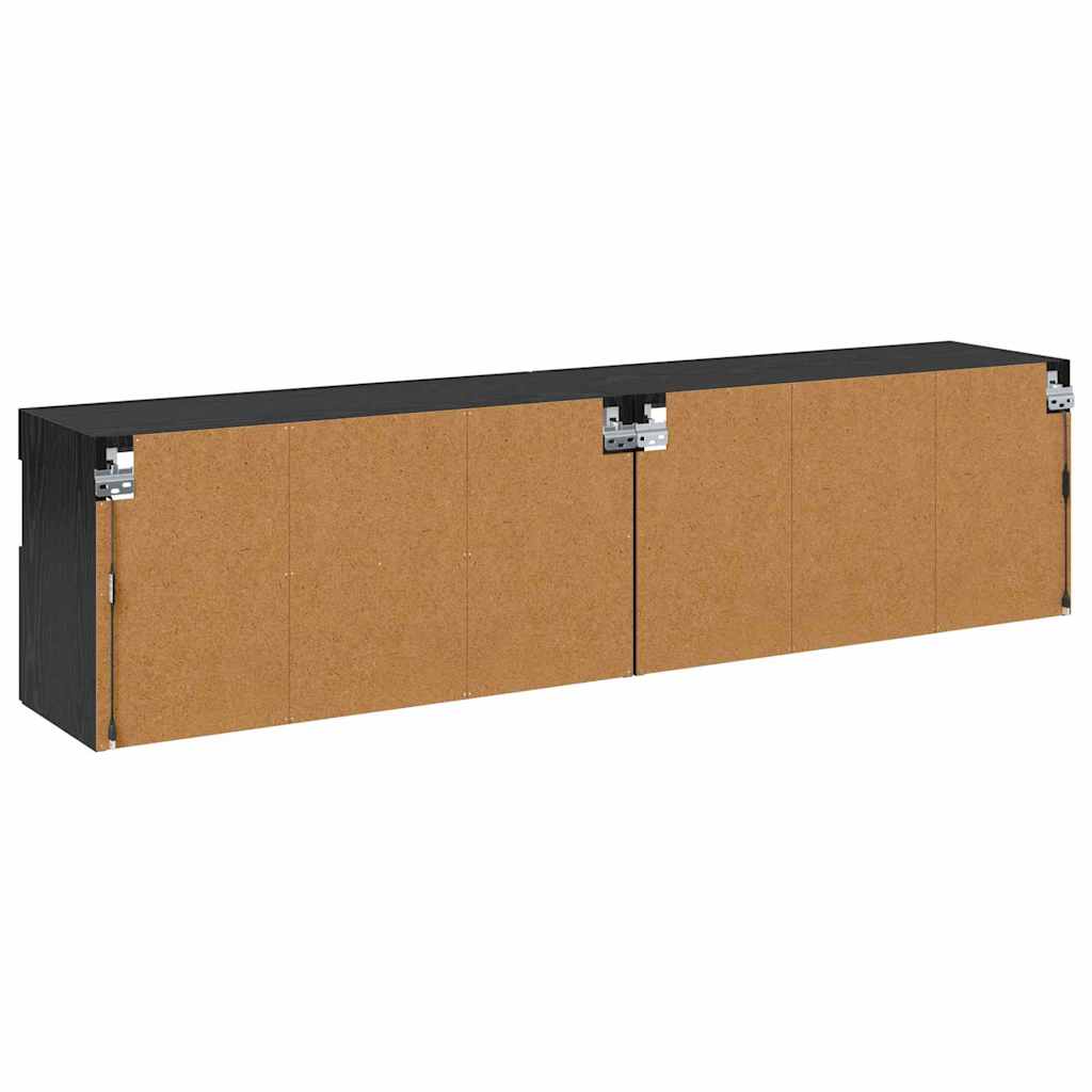 vidaXL Szafki RTV z LED 2 pcs Czarny Dąb 80 x 30 x 40 cm