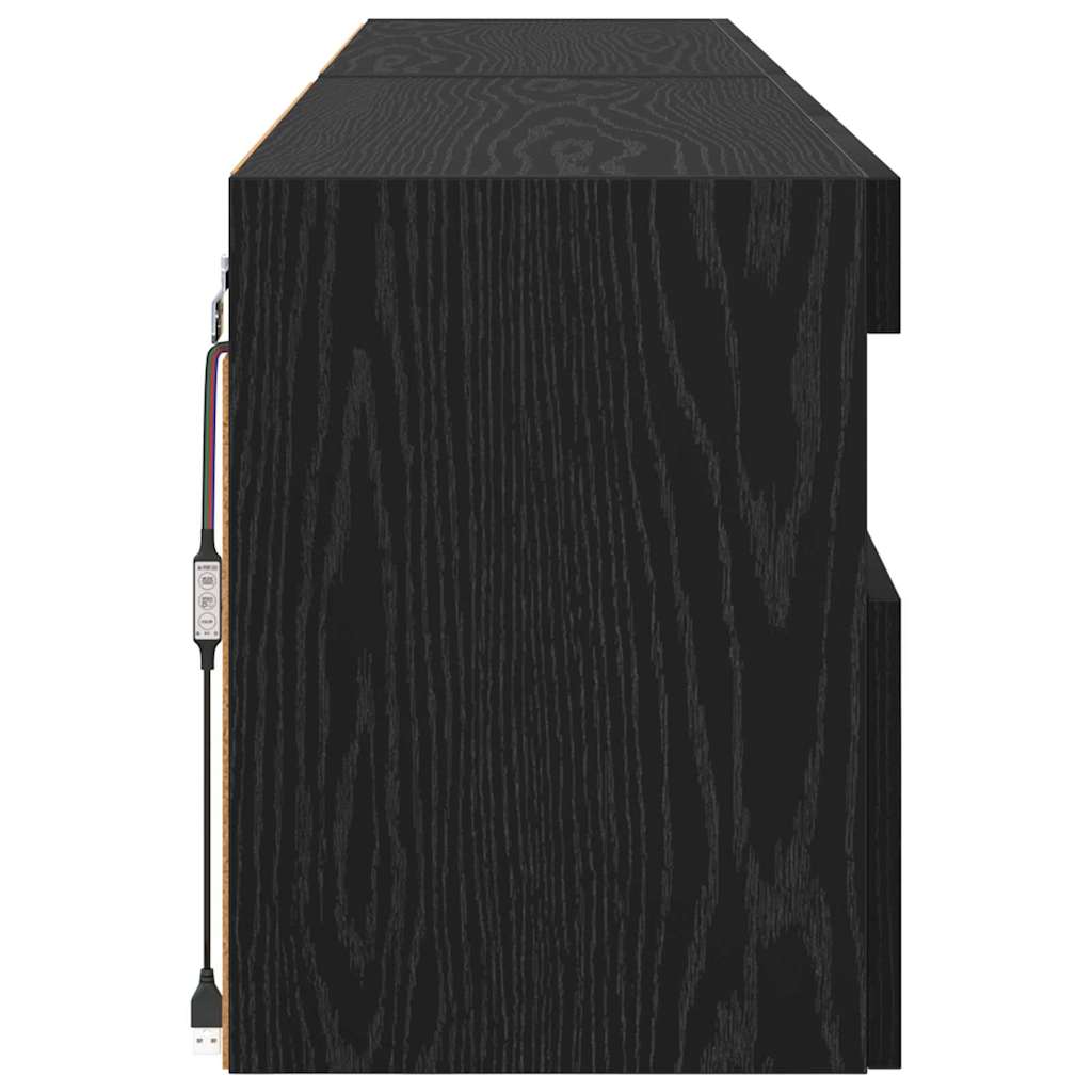 vidaXL Szafki RTV z LED 2 pcs Czarny Dąb 80 x 30 x 40 cm