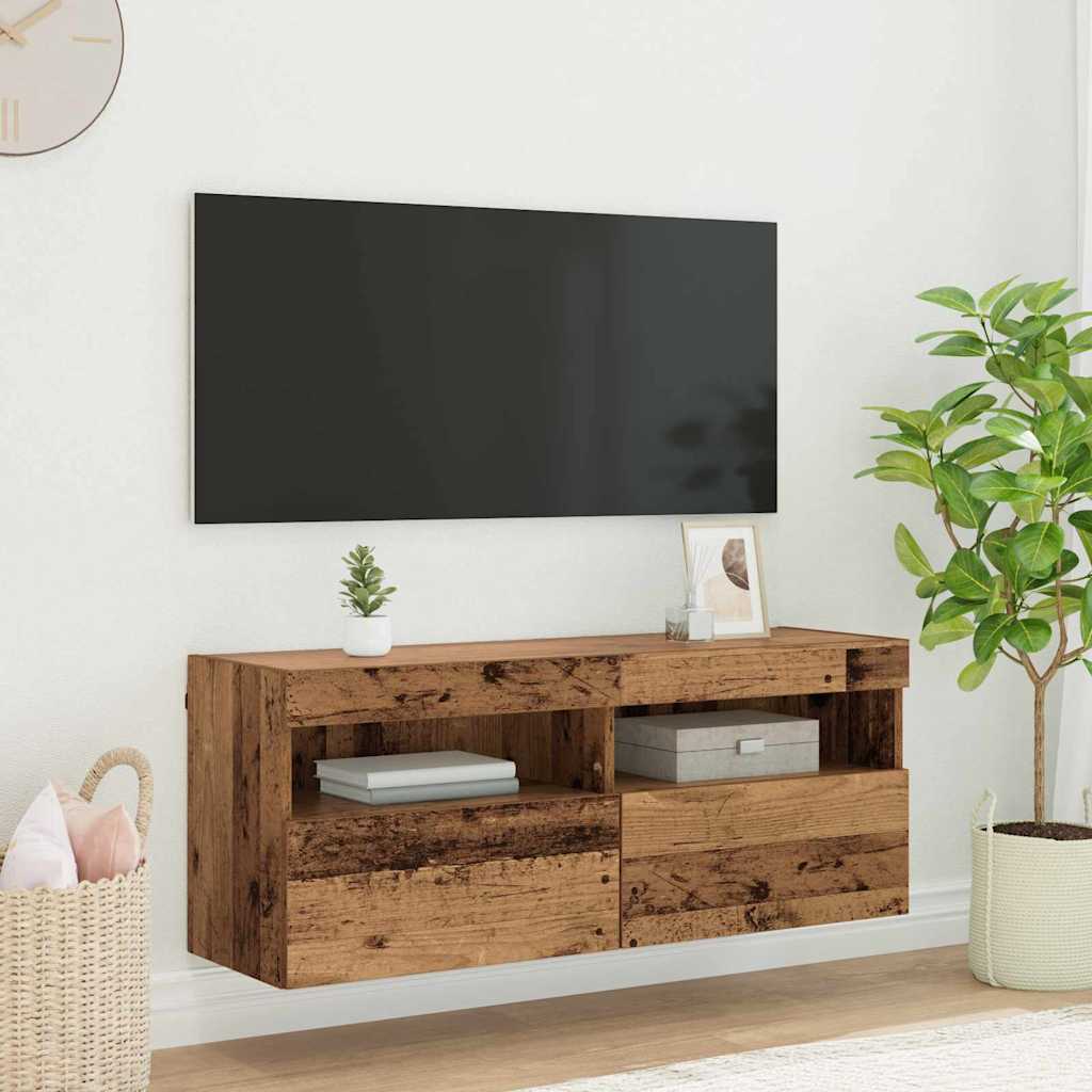 vidaXL Szafka pod telewizor z LED Stare drewno 100 x 30 x 40 cm