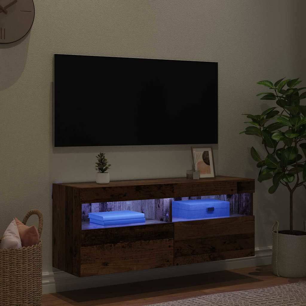 vidaXL Szafka pod telewizor z LED Stare drewno 100 x 30 x 40 cm