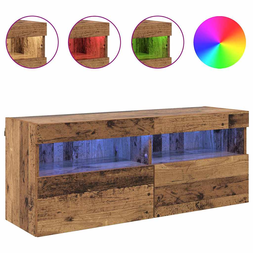 vidaXL Szafka pod telewizor z LED Stare drewno 100 x 30 x 40 cm