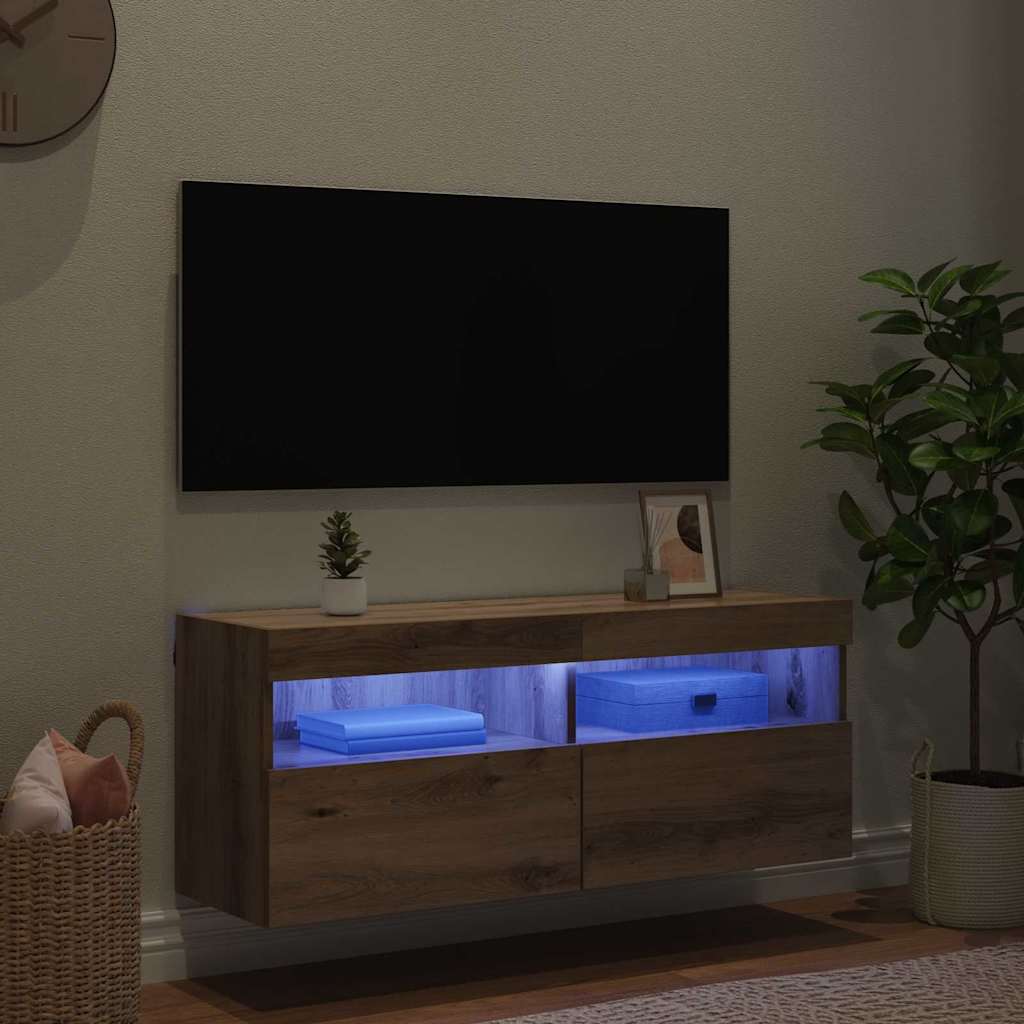 vidaXL Szafka pod telewizor z LED Dąb rzemieślniczy 100 x 30 x 40 cm
