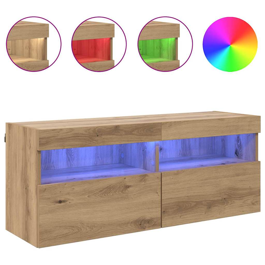 vidaXL Szafka pod telewizor z LED Dąb rzemieślniczy 100 x 30 x 40 cm