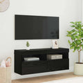 vidaXL Szafka pod telewizor z LED Czarny Dąb 100 x 30 x 40 cm