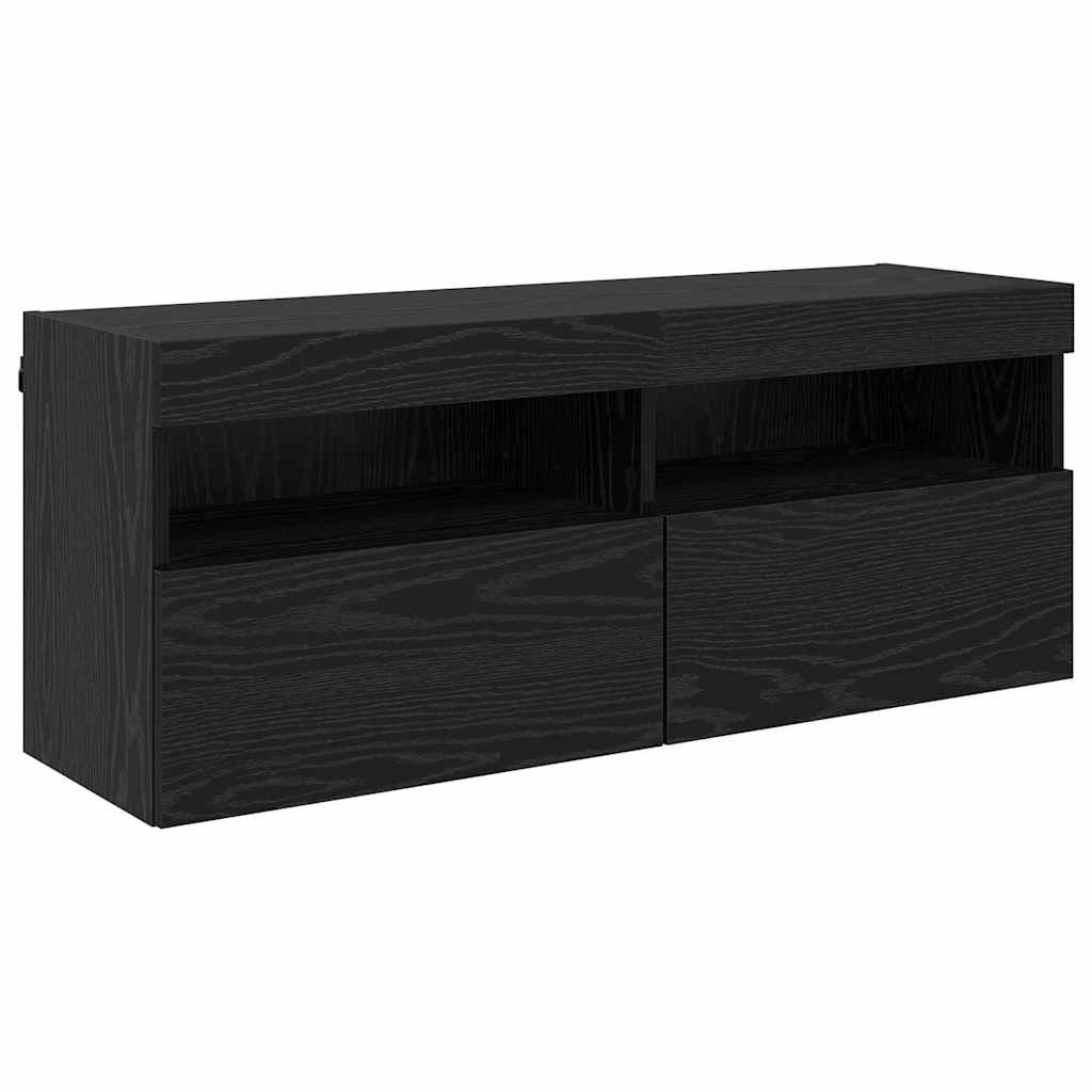 vidaXL Szafka pod telewizor z LED Czarny Dąb 100 x 30 x 40 cm