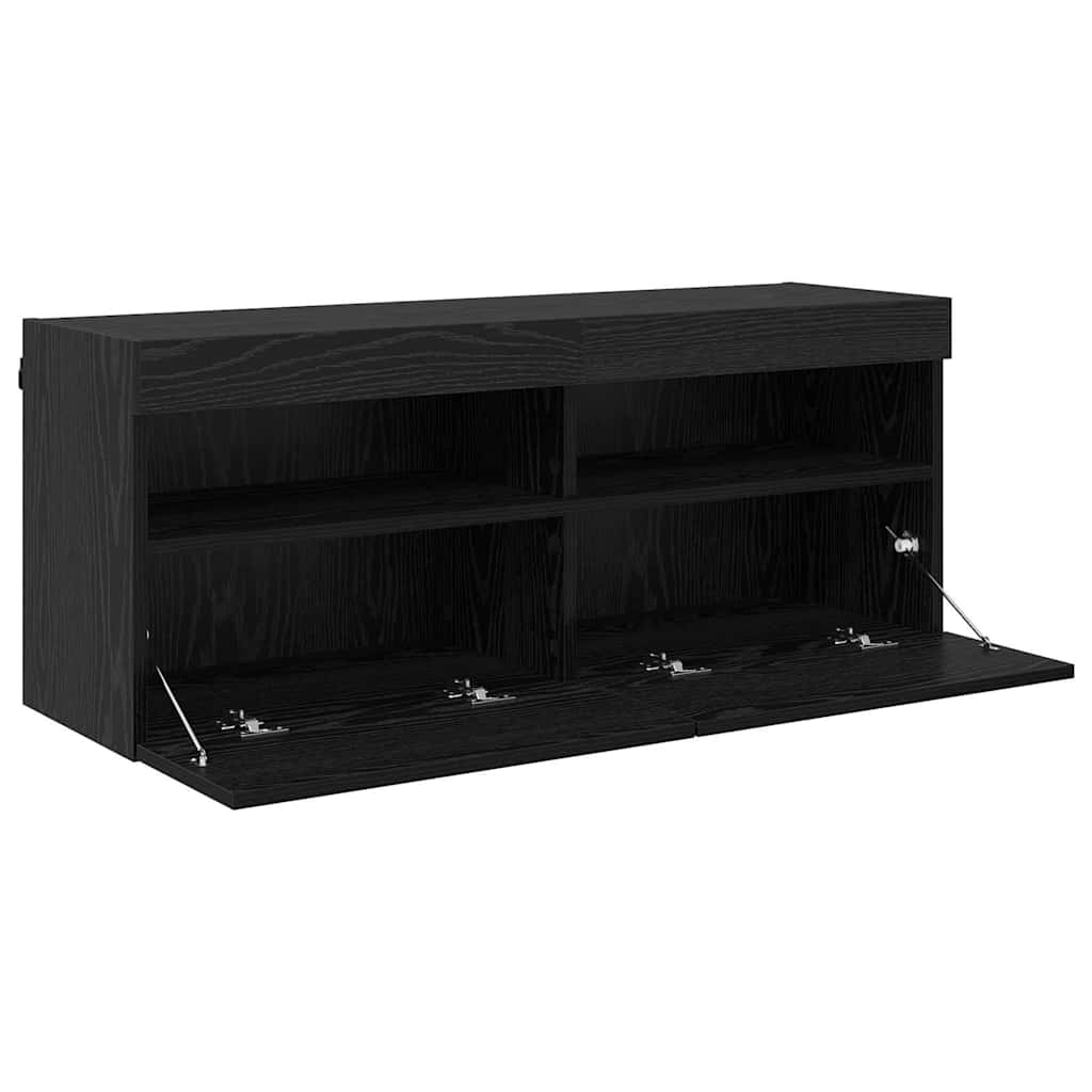 vidaXL Szafka pod telewizor z LED Czarny Dąb 100 x 30 x 40 cm