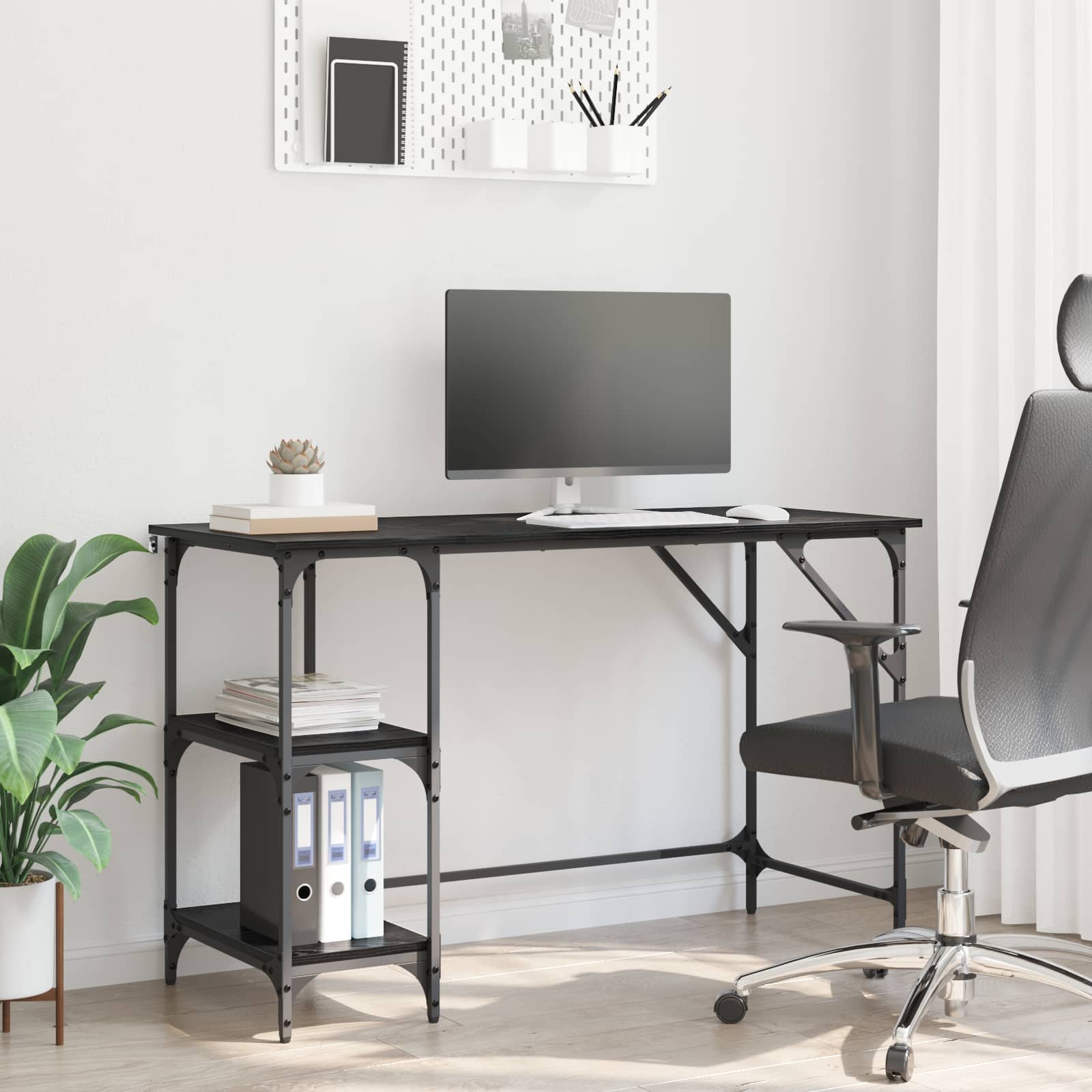vidaXL Biurko Czarny Dąb 120 x 50 x 75 cm Materiał drewnopochodny