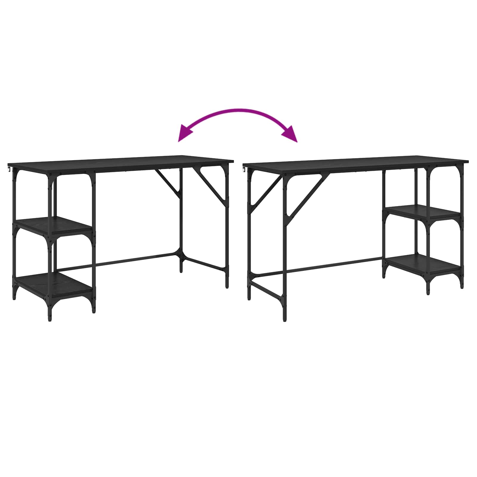 vidaXL Biurko Czarny Dąb 120 x 50 x 75 cm Materiał drewnopochodny