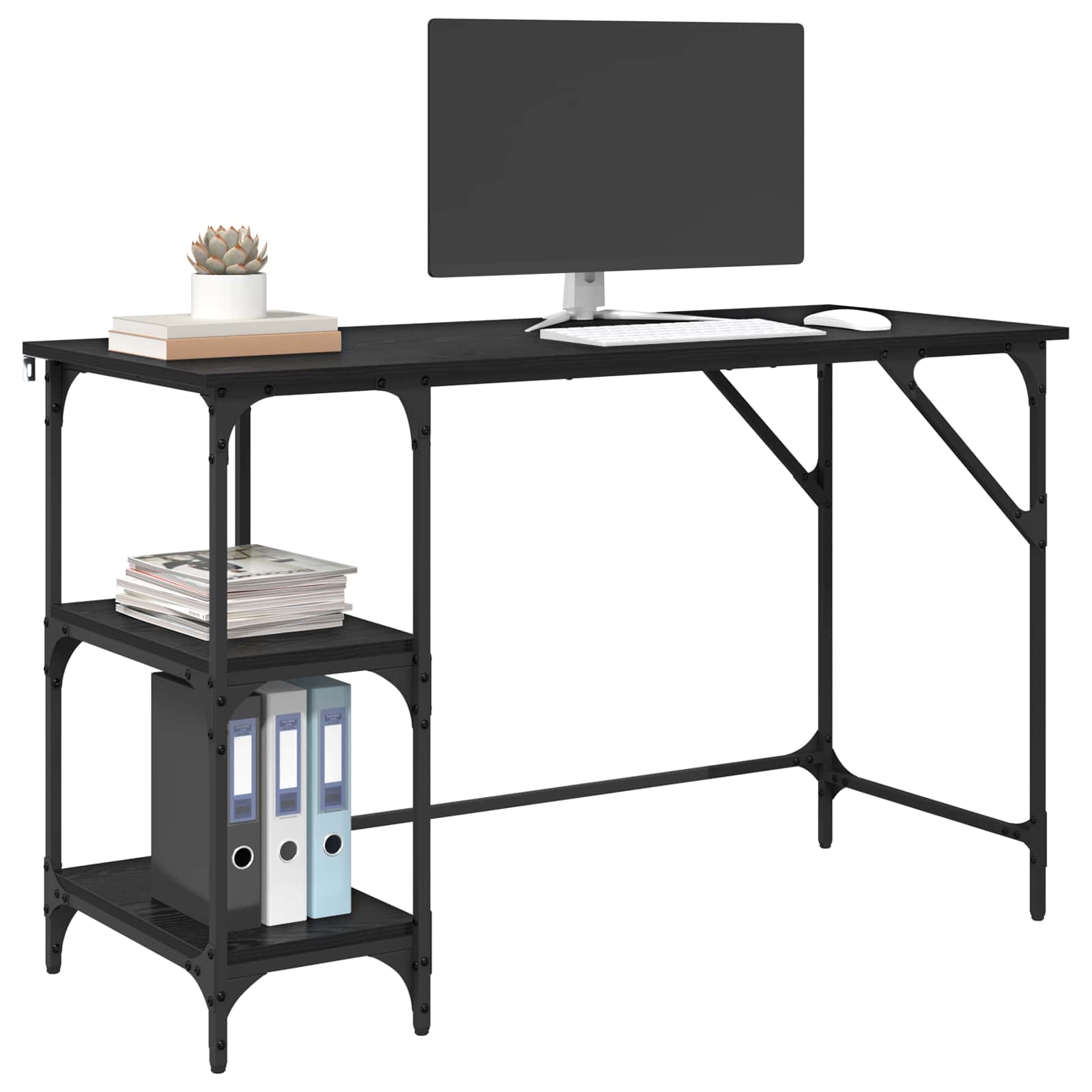vidaXL Biurko Czarny Dąb 120 x 50 x 75 cm Materiał drewnopochodny