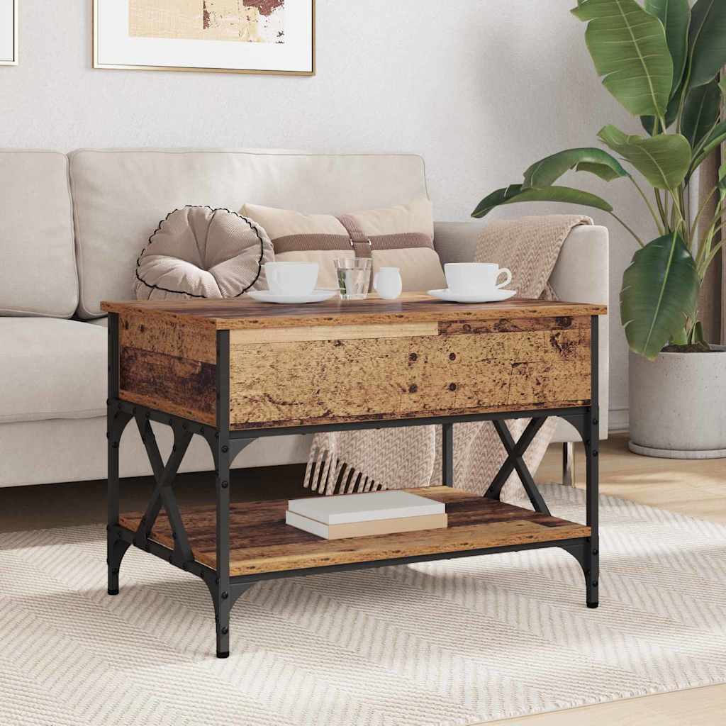 vidaXL Stolik kawowy Stare drewno 70x50x50cm Materiał drewnopochodny