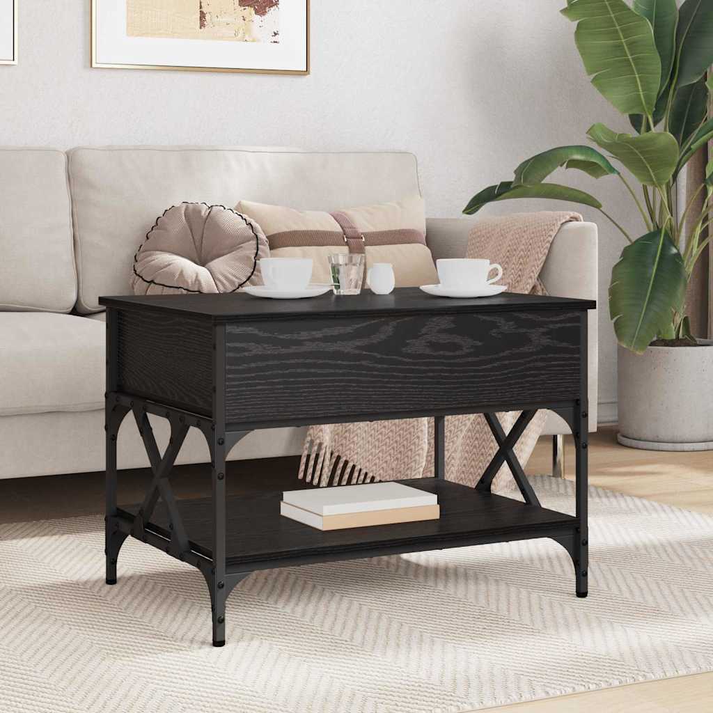 vidaXL Stolik kawowy Czarny Dąb 70x50x50cm Materiał drewnopochodny