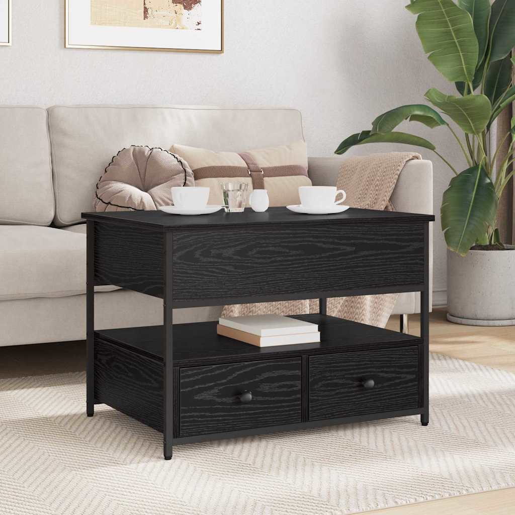 vidaXL Stolik kawowy z szufladą Czarny Dąb 70 x 50 x 54.5 cm