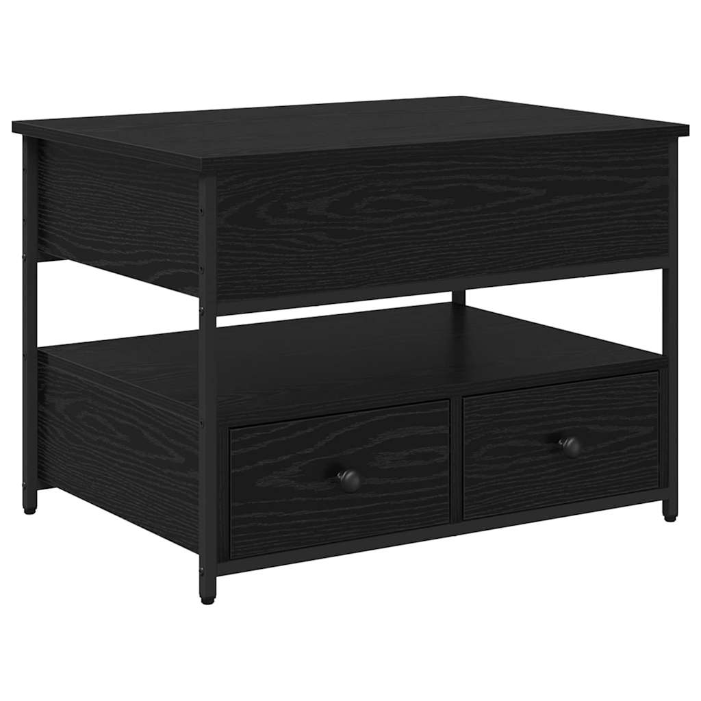 vidaXL Stolik kawowy z szufladą Czarny Dąb 70 x 50 x 54.5 cm