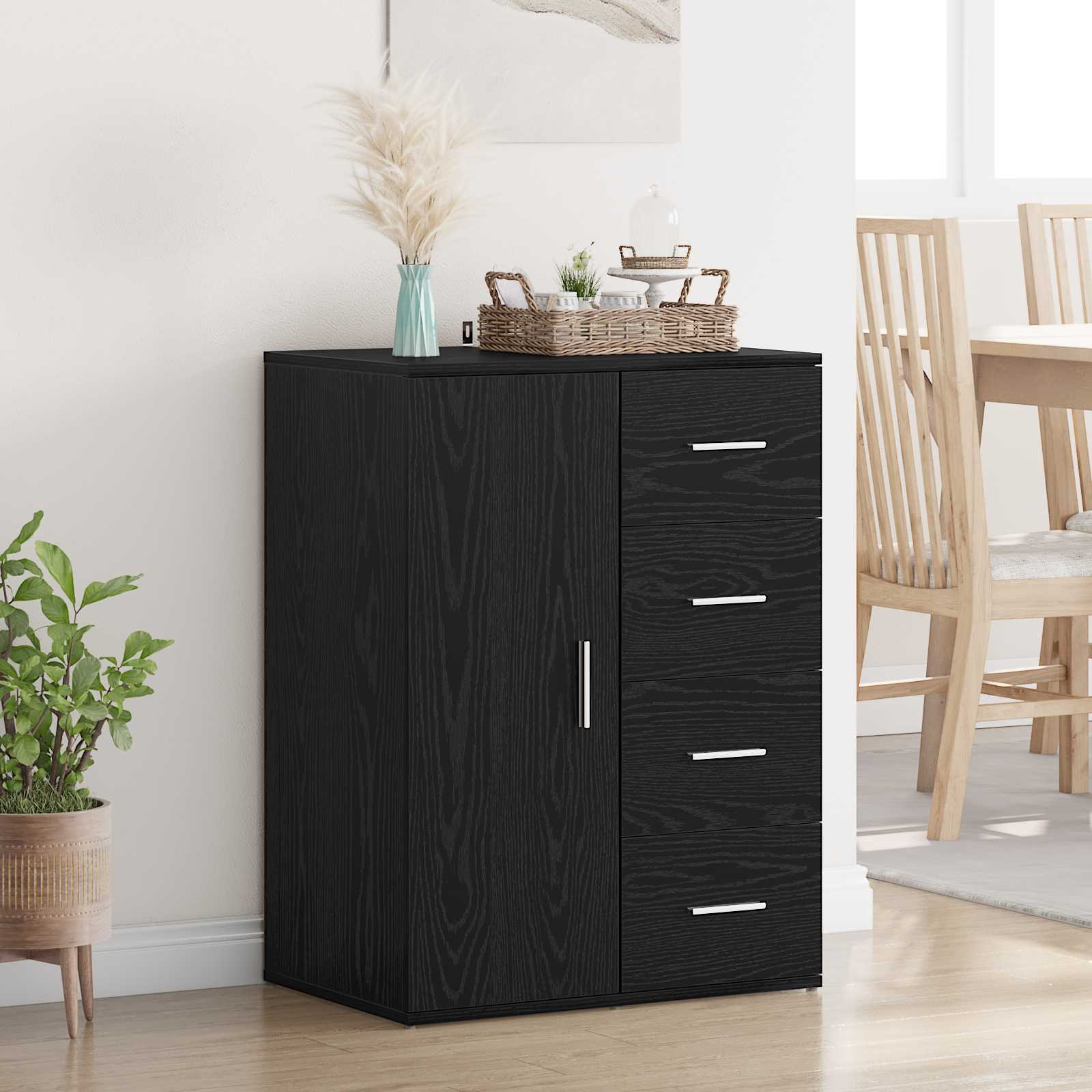 vidaXL Bufet Czarny Dąb 59 x 39 x 80 cm Materiał drewnopochodny